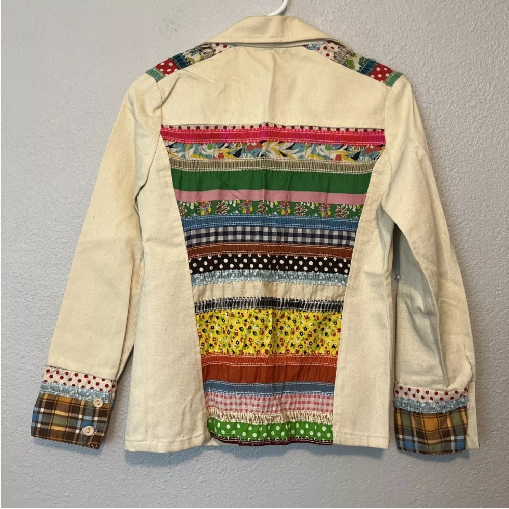 Vintage Unique Patchwork Button Up Shirt Jacket 7… - image 4